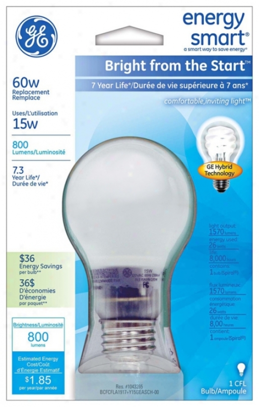 15 Watt Hybrid Halogen/ Cfl A19 Soft White Bulb (w7533)