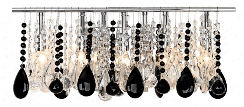 24" Wide Black And Clear Crystal Five Light Bathroom Fixture (33774-00823-00823)