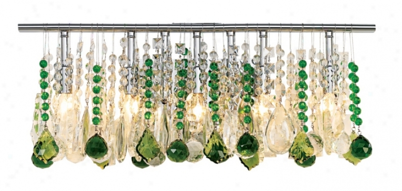 24" Wide Green And Clear Crystal Five Light Bathroom Fixture (33774-f6172-f6172)