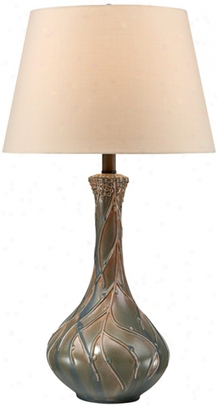 28"h Matte Green Teardrop Ceramic Table Lamp (v3063)