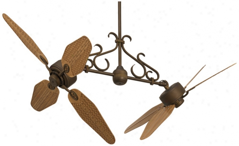 52" Casa Nova Weave Dual-head Bronze Outdoor Ceiling Fan (v0203-c0208)