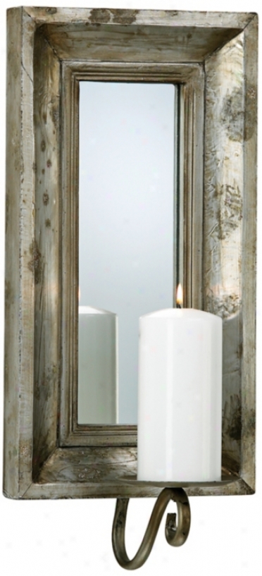 Abelle Etruscan Slate Finish Mirror Candle Wall Sconce (v0895)