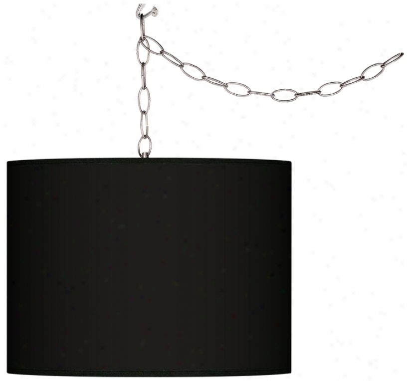 All Black Giclee Swag Style 13 1/2" Wide Plug-in Chandelier (f9542-j4832)