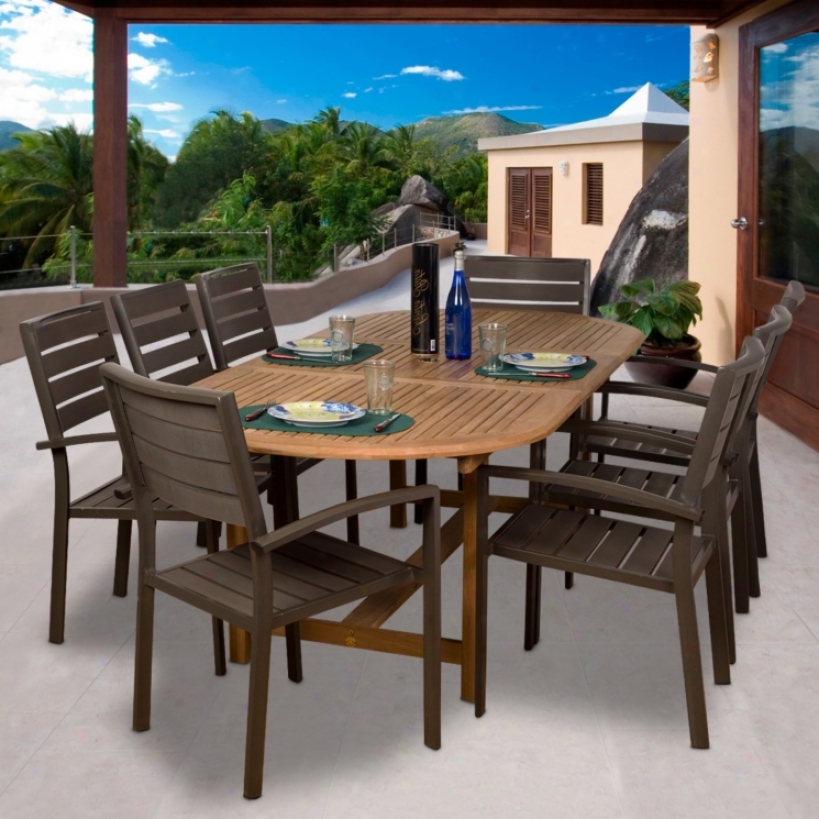 Amazonia 9-piece Teak/faux Wood Ancara Outdoor Dining Set (x6158)