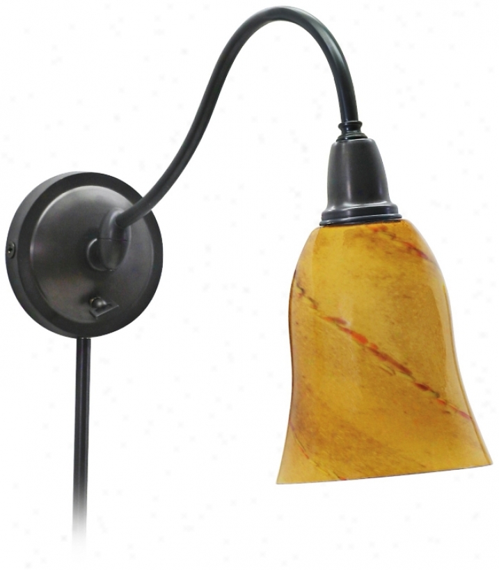 Amber Art Glass Plug-in Wall Light (39433)