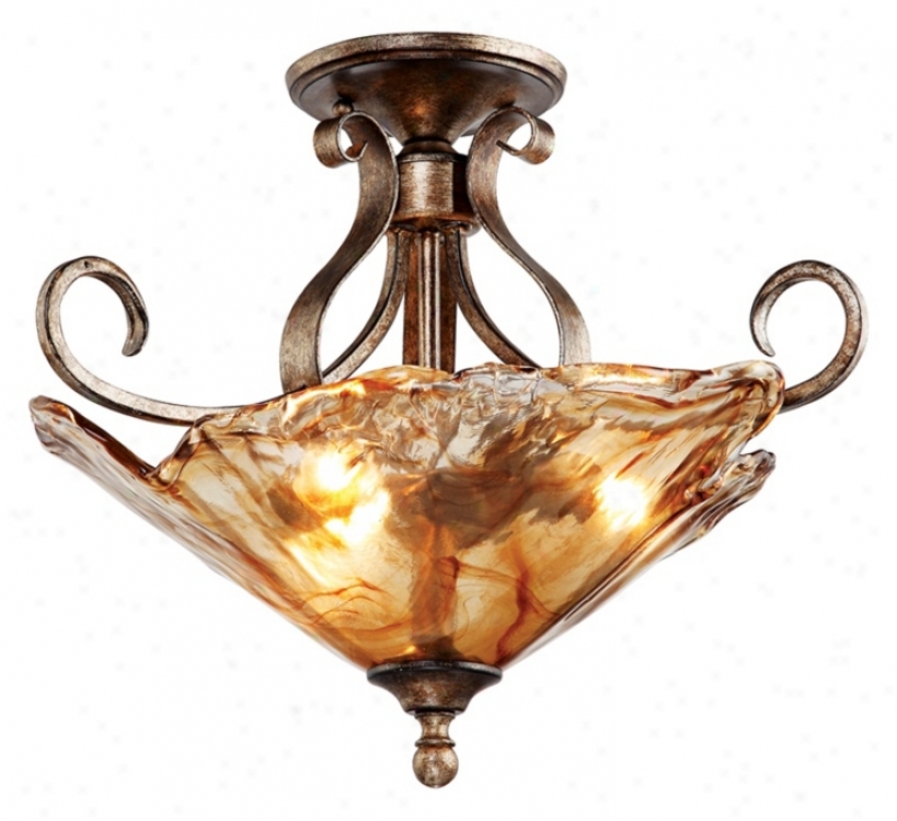 Amber Scroll Art Glass 20 1/4" Wide Ceiling Light Fixture (11792)