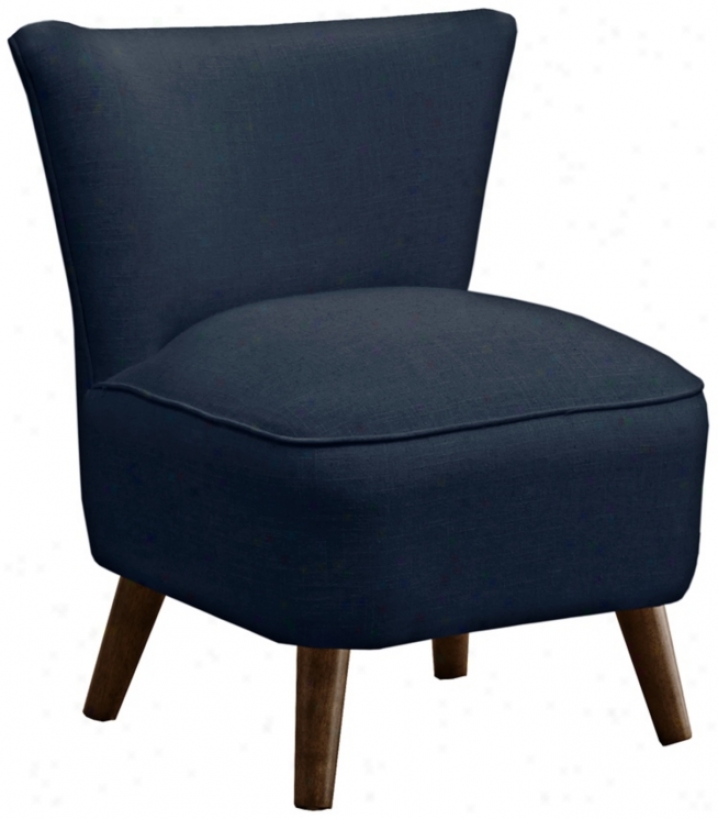 Annabelle Mid-century Modern Navy Linen Chair (x5772)