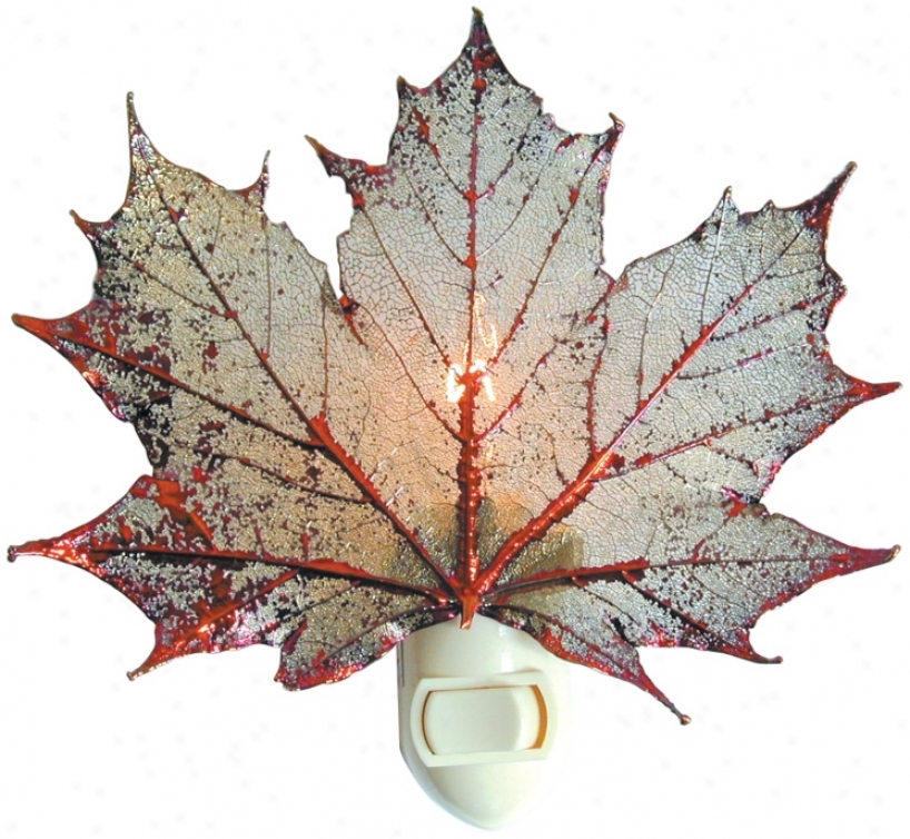 Antique Copper Real Leaf Sugar Maple Night Light (20115)