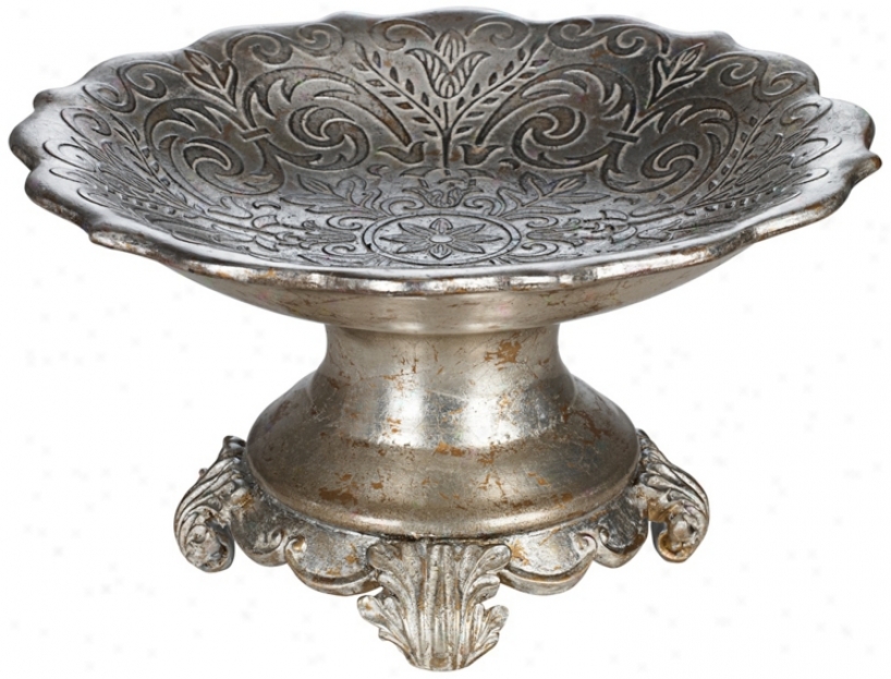 Antique Silver Pedestal Bowl (w3856)