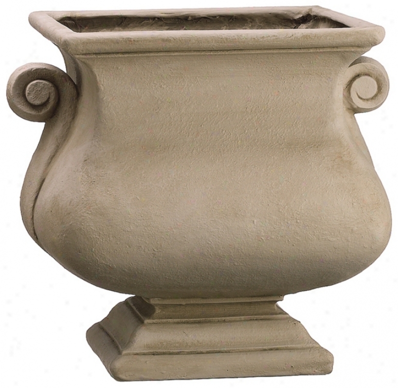 Antiqued Ivory Textured Square 15" High Garden Planter (n5747)