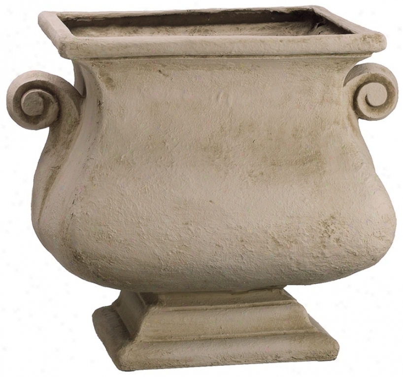 Antiqied Ivory Textured Square 17 1/2" High Garden Planter (n5748)