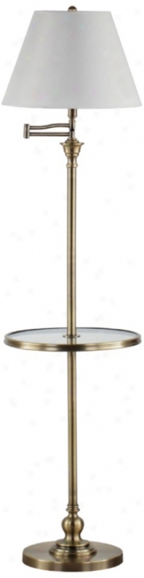 Arb0r Hill Antique Brass Swing Arm Tray Table Floor Lamp (v9029)