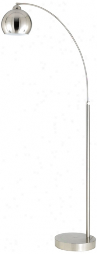 Arc Lamp Brushed Steel Metal Shade Floor Lamp (k1097)