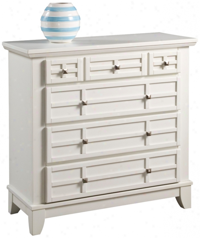 Arts And Crafts White Lattice 4-drawer Chest (w3262)