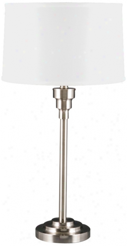 Balboa Satin Nickel With Cream Shade Contemporary Table Lamp (u9253)