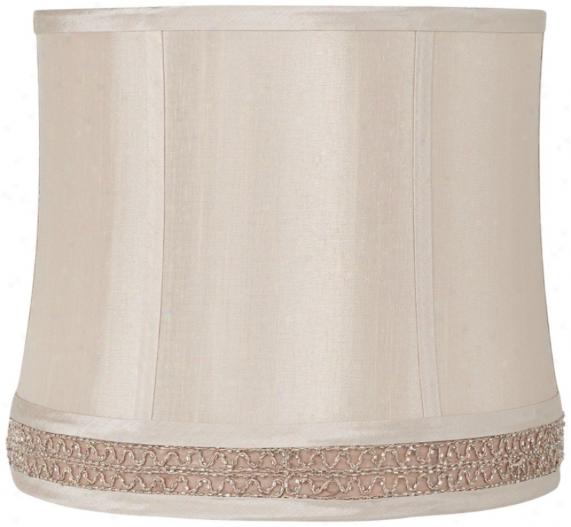 Beige Beaded Gallery Drum Lamp Shade 11x12x10.25 (spider) (v3742)