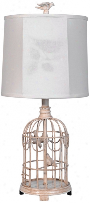 Bird Cage Table Lamp With Linen Shade (x6502)