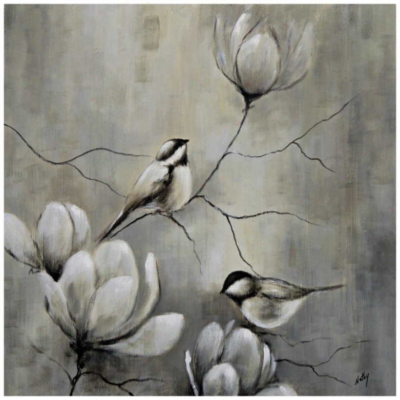 Birds And Flowers 30" Square Hand-painted Wall Art (y2827)