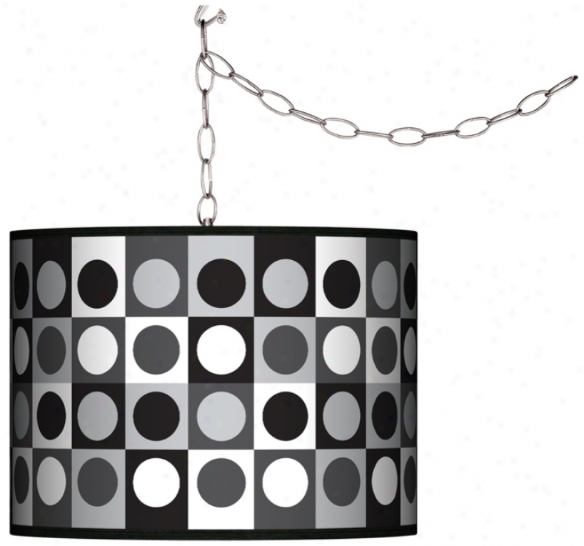 Black And Grey Dotted Squares Swag Plug-in Chandelier (f9542-k1367)