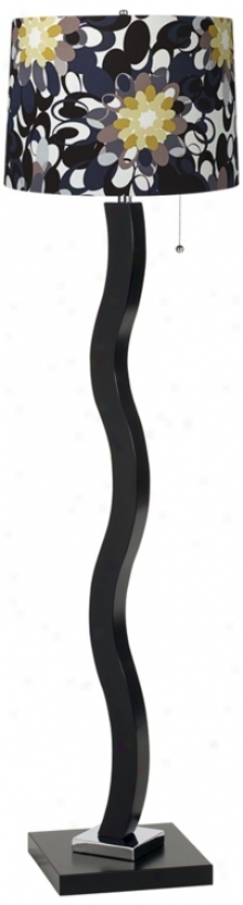 Black And Olive Wave Pierce Floor Lamp (t4660-t7093)