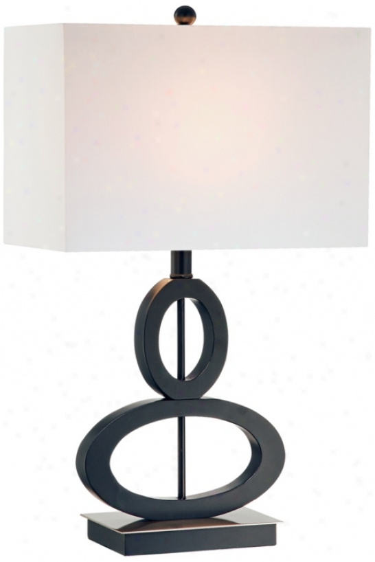 Black And Satin Steel Asymmetrical Ovals Tabld Lamp (k7768)