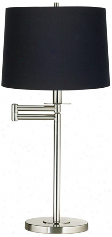 Black Fabric Brushed Nickel Bias Arm Desk Lamp (41253-88533)