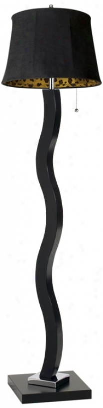 Black Faux Suede Wave Stick Floor Lamp (t4660-68886)
