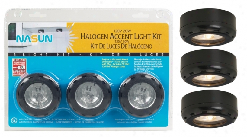 Black Halogen 20 Watt 3-pack Puck Light Kit (86349)