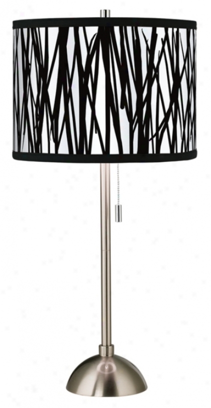 Black Notched Stripes Giclee Style Table Lamp (60757-88033)