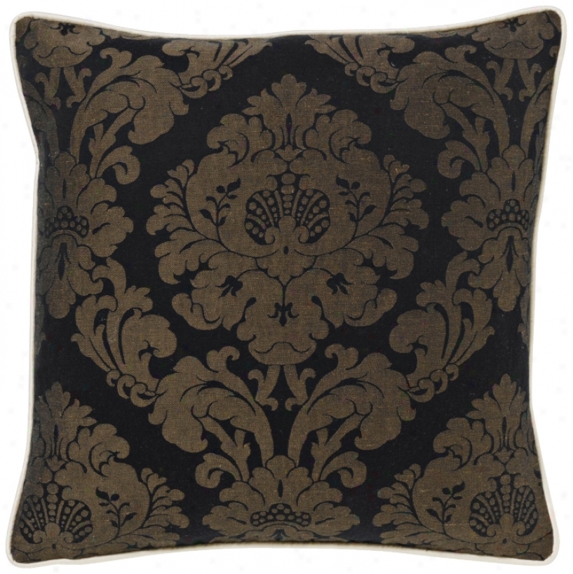 Murky Rosette Damask 18" Square Pillow (g2965)