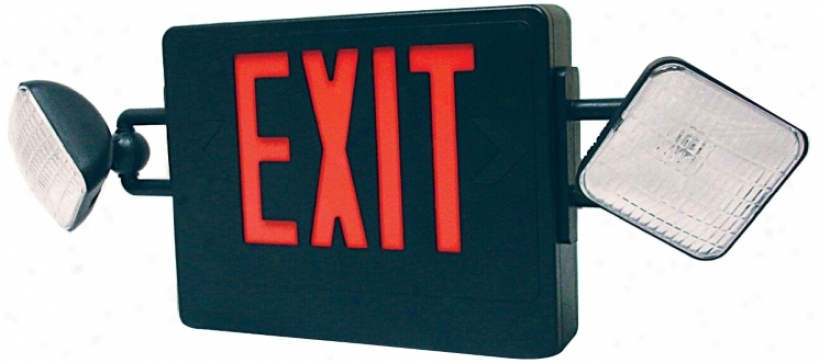 Black With Red Emergency Light Exit Sign (47341)