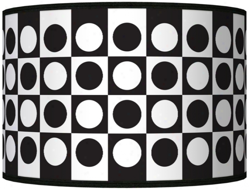 Black/whitr Dotted Square Giclee Shade 12x12x8.5 (spider) (j8517-k5420)