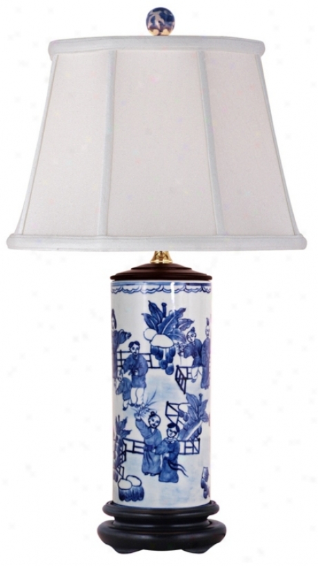 Blue And White Porcelain Canister Jar Table Lamp (g7075)