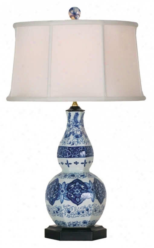 Blue And White Porcelain Hexagonal Gourd Table Lamp (j4926)
