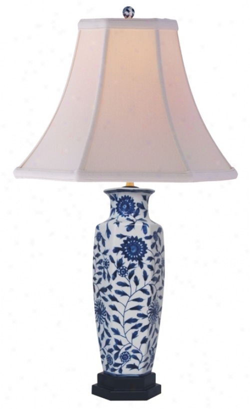 Blue And White Porcelain Slim Vase Bell Screen Table Lamp (j4929)