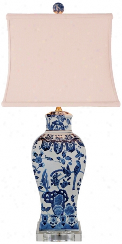 Azure And White Square Vase China Table Lamp (n1985)