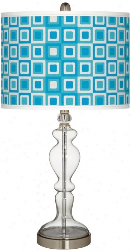 Blue Boxes Linen Giclee Apothecary Clear Glass Table Lamp (w9862-y7279)
