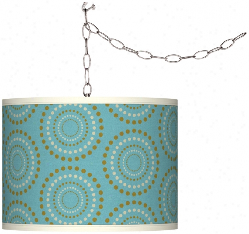 Blue Callioe Linen Brushed Silver Plug-in Swag Pendant (f9542-t8067)