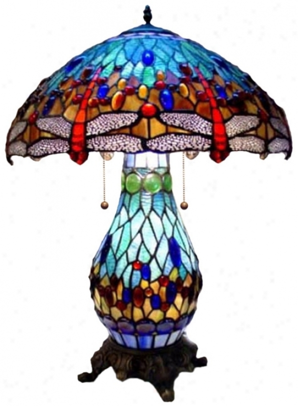Blue Dragonfly Night Light Tiffany Style Table Lamp (62393)