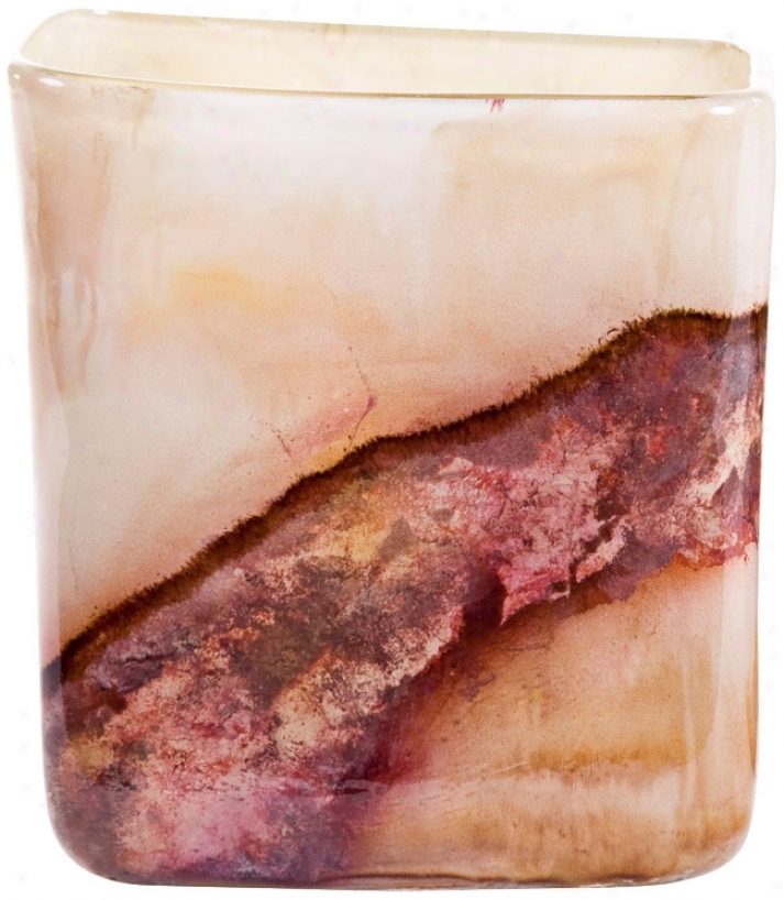 Blush Petty Art Glass Rectangle Vase (w6870)