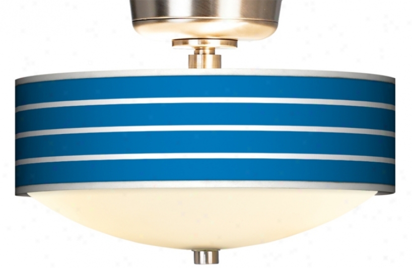 Bold Blue Stroke  Giclee Energy Saver Brushed Steel Fan Light Kit (44803-j5452)