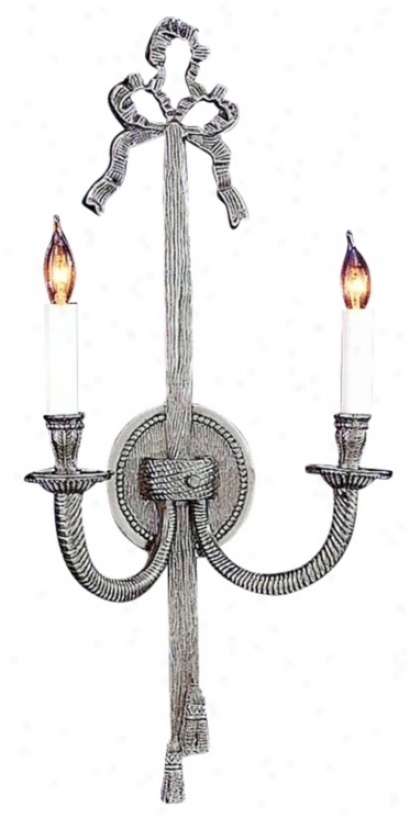 Bow/tassel 21" High Pewter Two Light Wall Sconce (92600)