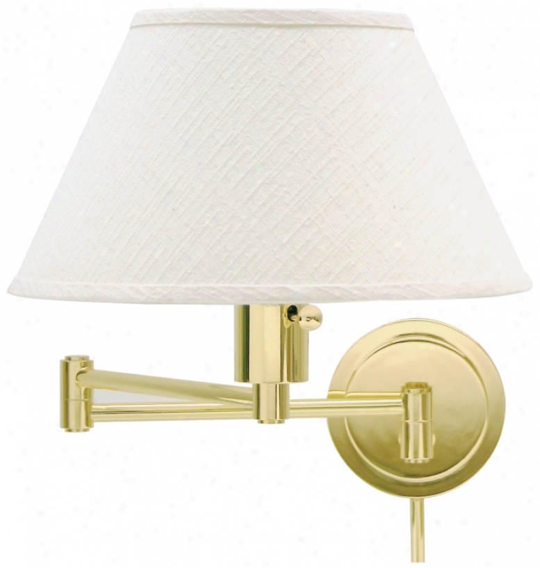 Brass Round Backplate Plug-in Bias Arm Wall Lamp (65477)