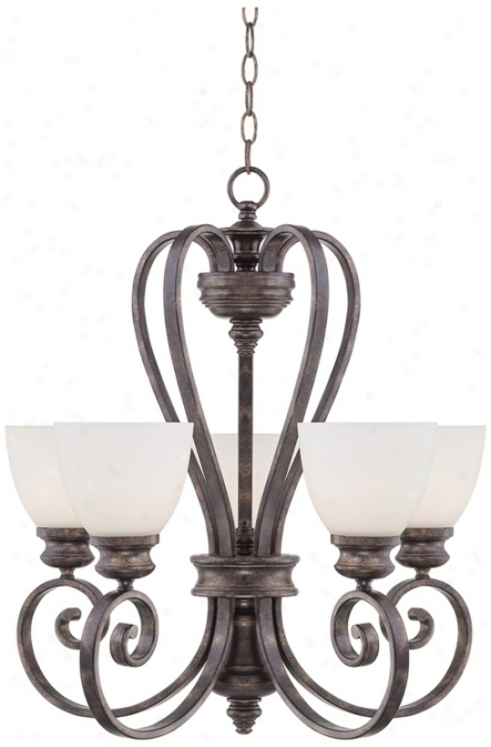 Bronze Finish With Opal Glass 5-light Chandelier (p4375)
