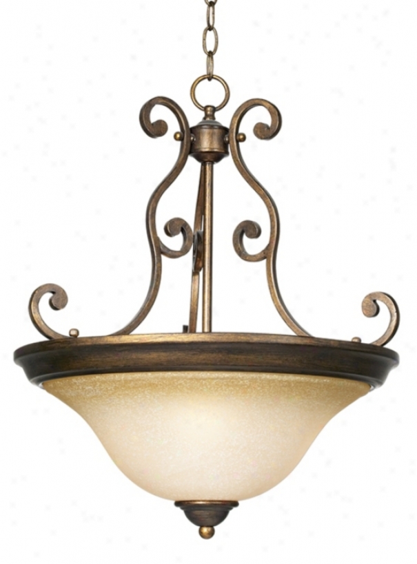 Bronze Over Iron 3-light Bowl Pendant Light (56061)