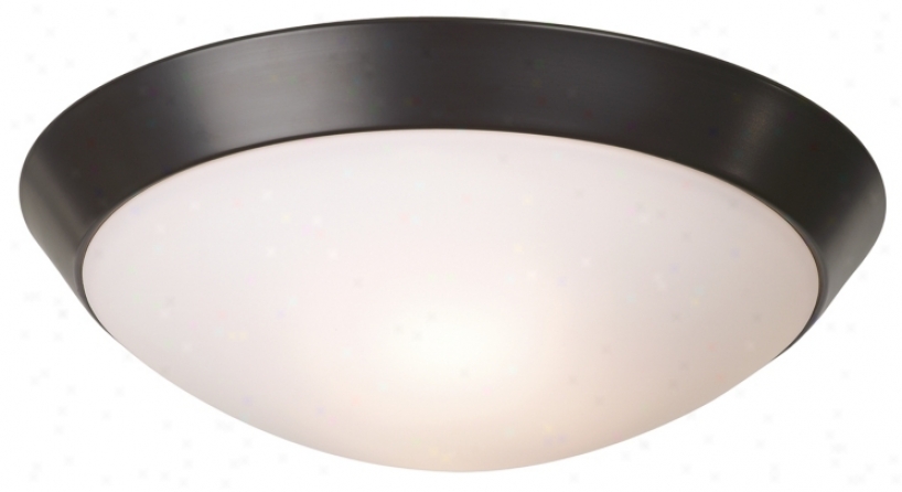 Bronze With Frosted Glass 15" Remote Flushmount Ceiling Light (12589)