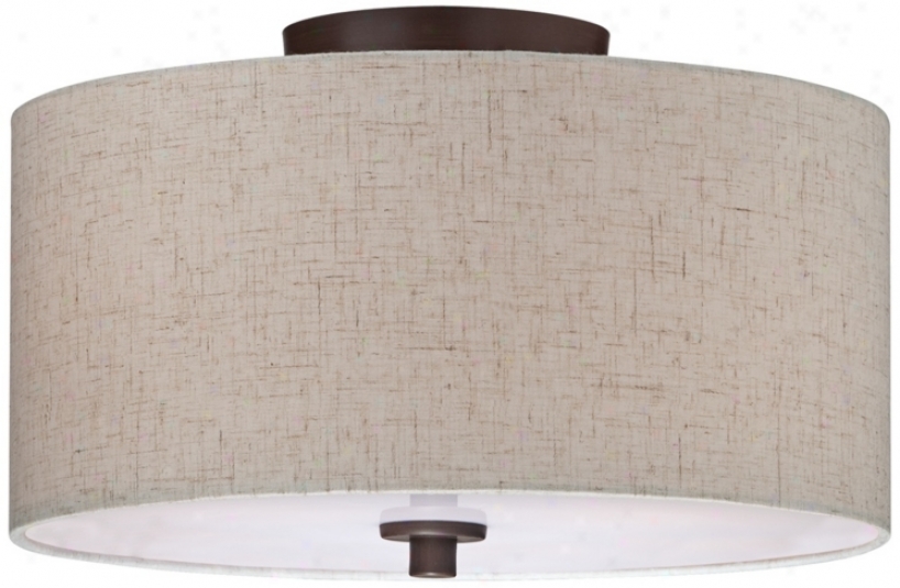 Bronze With Over White Shade13" Wide Ceiling Light Fixture (t9640)