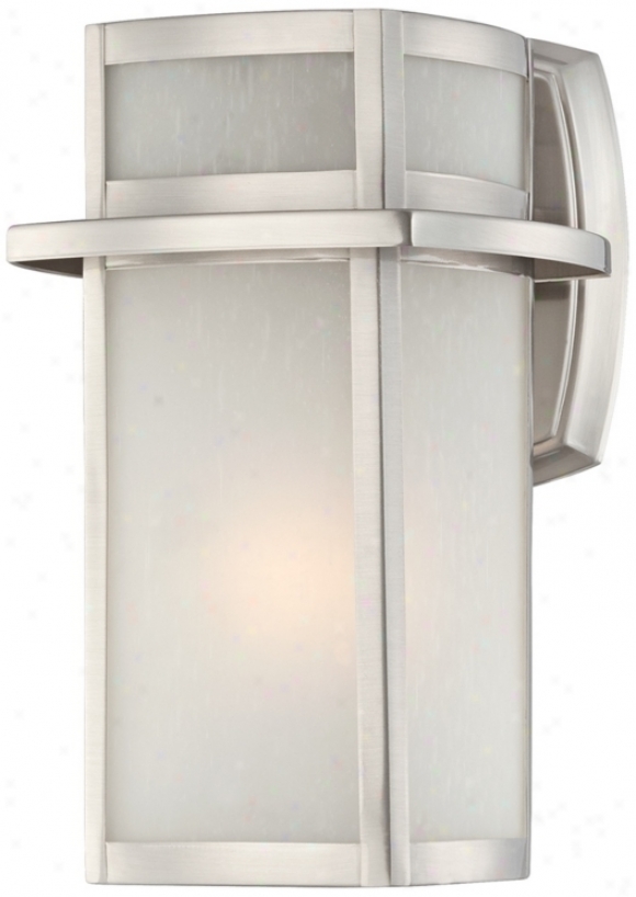 Brushed Nickell Frosted Glass 11 1/4" High Exterior Wall Light (u1390)