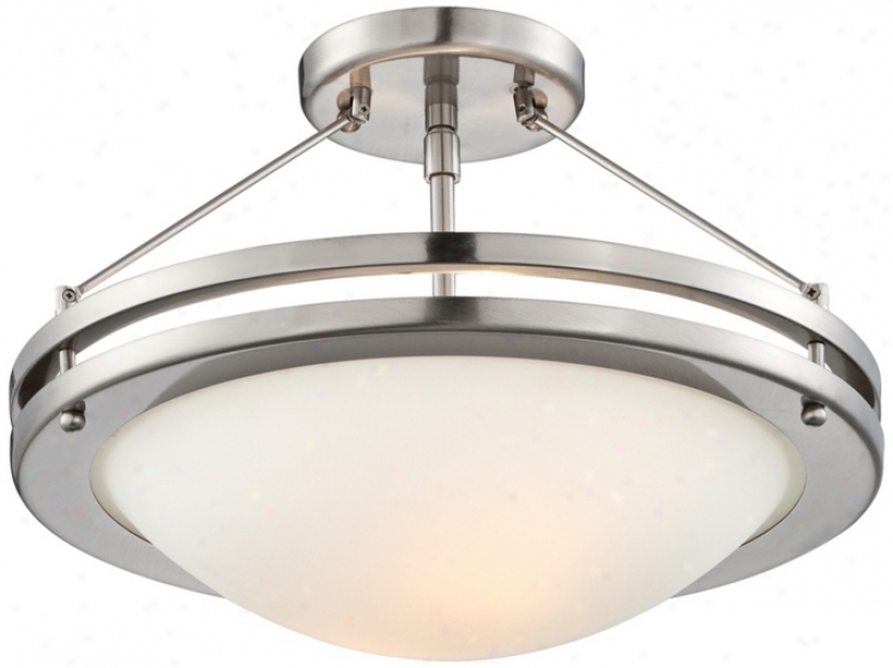 Brushed Nickel Semi-flush 13" Wide Ceiling Fixture (t8813)