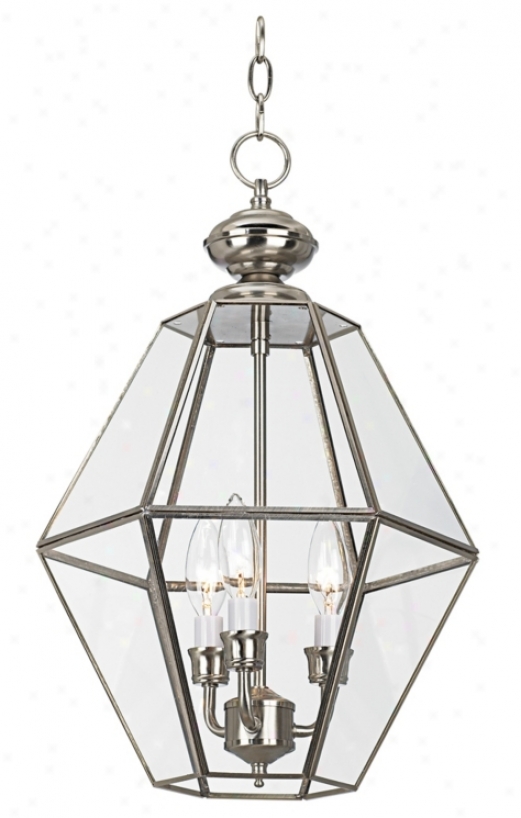 Brushed Nickel With Clear Glass 12" Wide Foyer Pendant Light (93770)